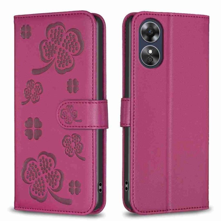 Four-leaf Embossed Leather Phone Case, For OPPO A17, For OPPO A57 4G, For OPPO A96 5G / Reno7 Z, For OPPO A76 5G / A36 4G