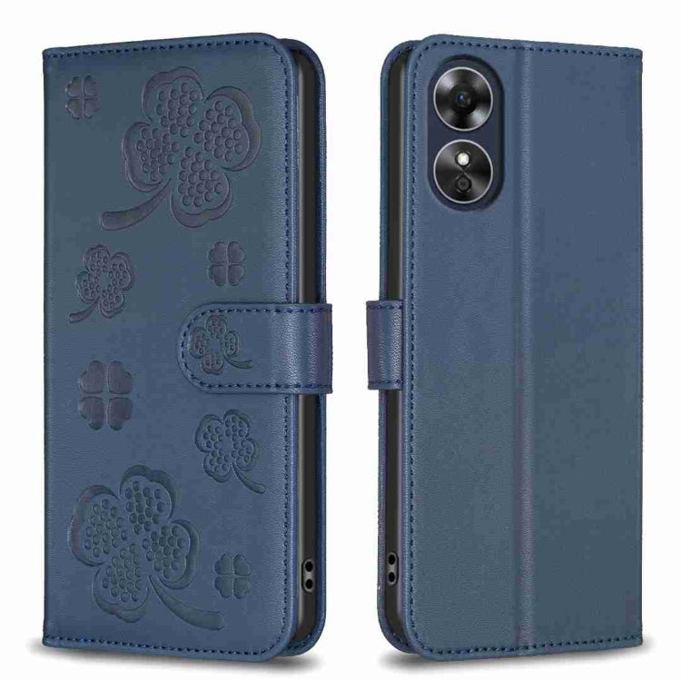 Four-leaf Embossed Leather Phone Case, For OPPO A17, For OPPO A57 4G, For OPPO A96 5G / Reno7 Z, For OPPO A76 5G / A36 4G