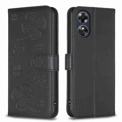 Four-leaf Embossed Leather Phone Case, For OPPO A17, For OPPO A57 4G, For OPPO A96 5G / Reno7 Z, For OPPO A76 5G / A36 4G