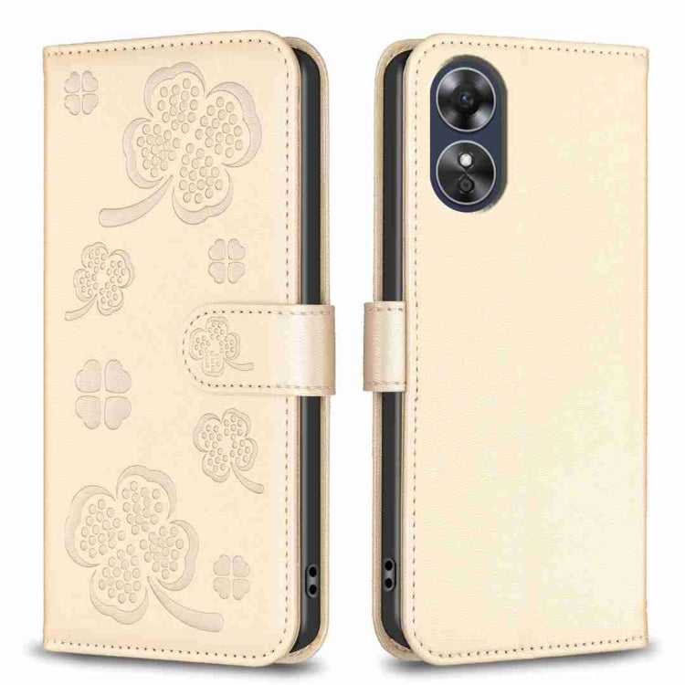 Four-leaf Embossed Leather Phone Case, For OPPO A17, For OPPO A57 4G, For OPPO A96 5G / Reno7 Z, For OPPO A76 5G / A36 4G