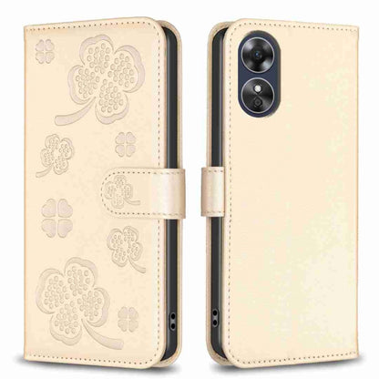Four-leaf Embossed Leather Phone Case, For OPPO A17, For OPPO A57 4G, For OPPO A96 5G / Reno7 Z, For OPPO A76 5G / A36 4G