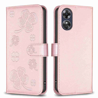 Four-leaf Embossed Leather Phone Case, For OPPO A17, For OPPO A57 4G, For OPPO A96 5G / Reno7 Z, For OPPO A76 5G / A36 4G
