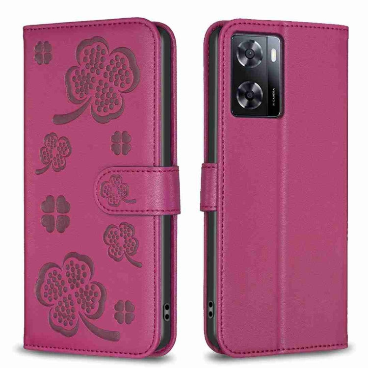 Four-leaf Embossed Leather Phone Case, For OPPO A17, For OPPO A57 4G, For OPPO A96 5G / Reno7 Z, For OPPO A76 5G / A36 4G