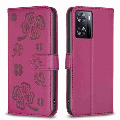 Four-leaf Embossed Leather Phone Case, For OPPO A17, For OPPO A57 4G, For OPPO A96 5G / Reno7 Z, For OPPO A76 5G / A36 4G