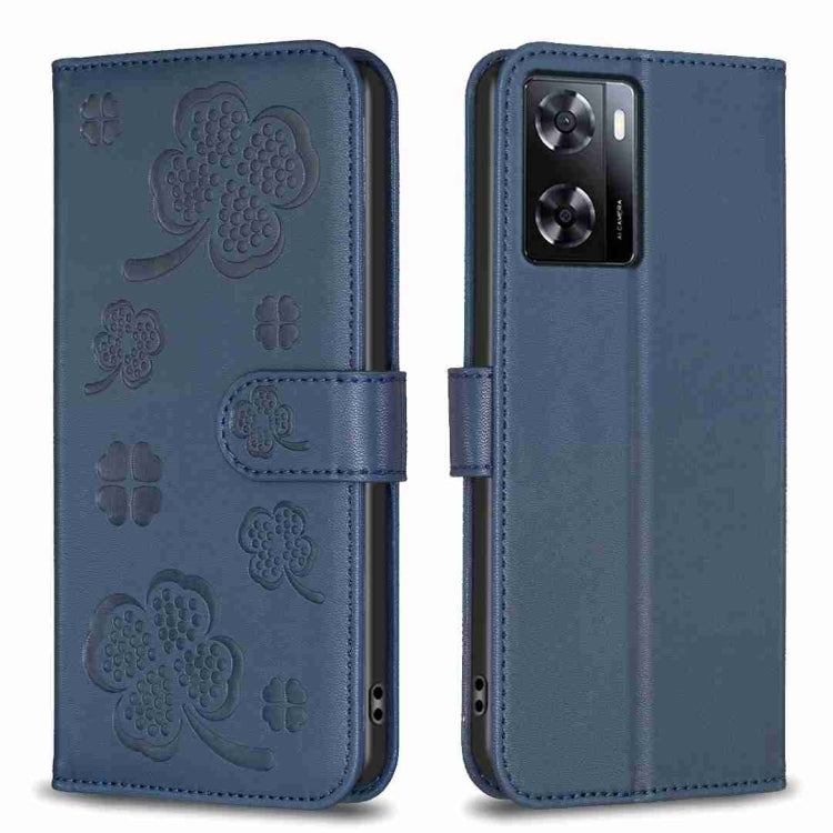 Four-leaf Embossed Leather Phone Case, For OPPO A17, For OPPO A57 4G, For OPPO A96 5G / Reno7 Z, For OPPO A76 5G / A36 4G