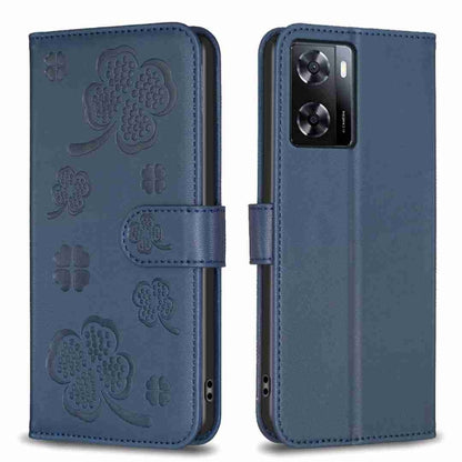 Four-leaf Embossed Leather Phone Case, For OPPO A17, For OPPO A57 4G, For OPPO A96 5G / Reno7 Z, For OPPO A76 5G / A36 4G