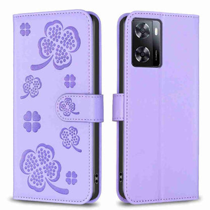 Four-leaf Embossed Leather Phone Case, For OPPO A17, For OPPO A57 4G, For OPPO A96 5G / Reno7 Z, For OPPO A76 5G / A36 4G