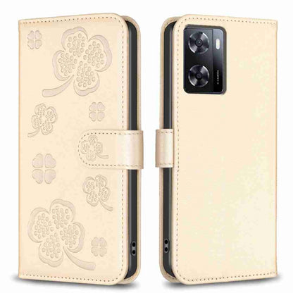 Four-leaf Embossed Leather Phone Case, For OPPO A17, For OPPO A57 4G, For OPPO A96 5G / Reno7 Z, For OPPO A76 5G / A36 4G