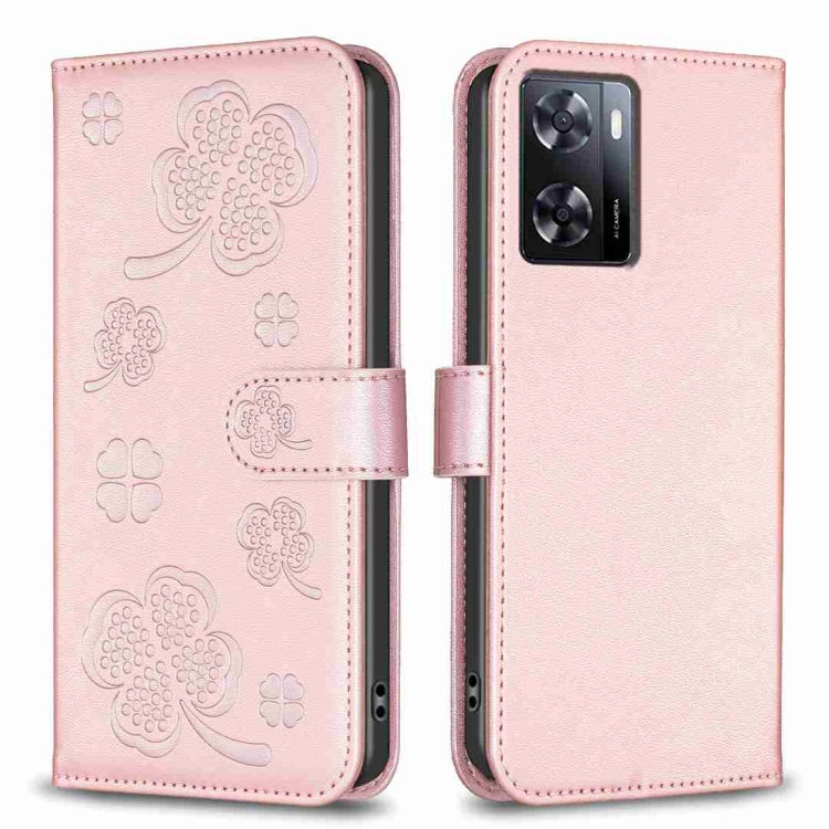 Four-leaf Embossed Leather Phone Case, For OPPO A17, For OPPO A57 4G, For OPPO A96 5G / Reno7 Z, For OPPO A76 5G / A36 4G
