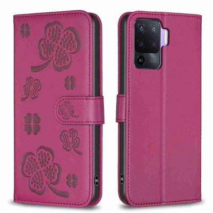 Four-leaf Embossed Leather Phone Case, For OPPO A17, For OPPO A57 4G, For OPPO A96 5G / Reno7 Z, For OPPO A76 5G / A36 4G