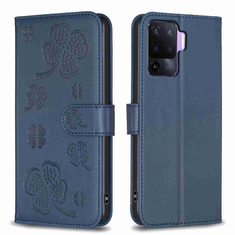 Four-leaf Embossed Leather Phone Case, For OPPO A17, For OPPO A57 4G, For OPPO A96 5G / Reno7 Z, For OPPO A76 5G / A36 4G