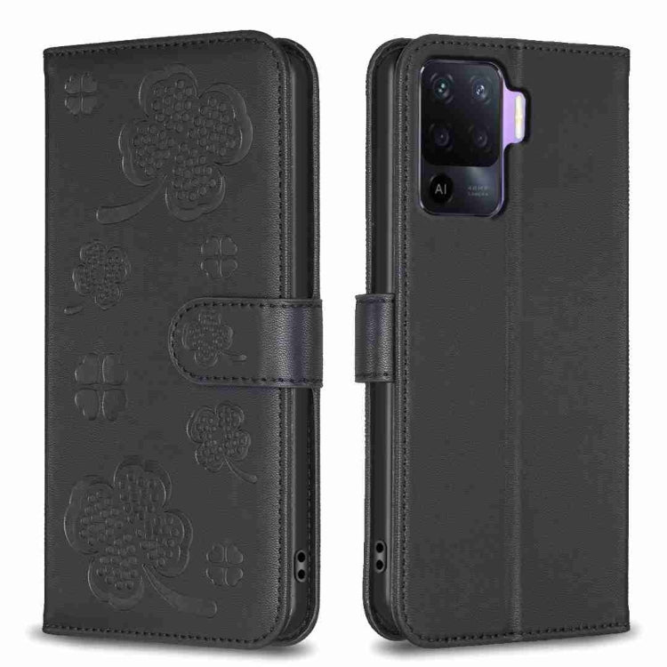Four-leaf Embossed Leather Phone Case, For OPPO A17, For OPPO A57 4G, For OPPO A96 5G / Reno7 Z, For OPPO A76 5G / A36 4G