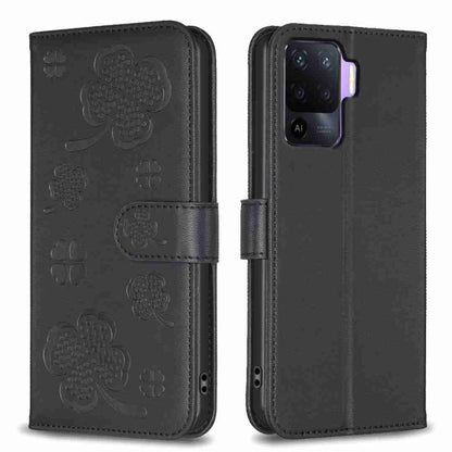 Four-leaf Embossed Leather Phone Case, For OPPO A17, For OPPO A57 4G, For OPPO A96 5G / Reno7 Z, For OPPO A76 5G / A36 4G