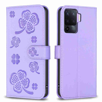 Four-leaf Embossed Leather Phone Case, For OPPO A17, For OPPO A57 4G, For OPPO A96 5G / Reno7 Z, For OPPO A76 5G / A36 4G