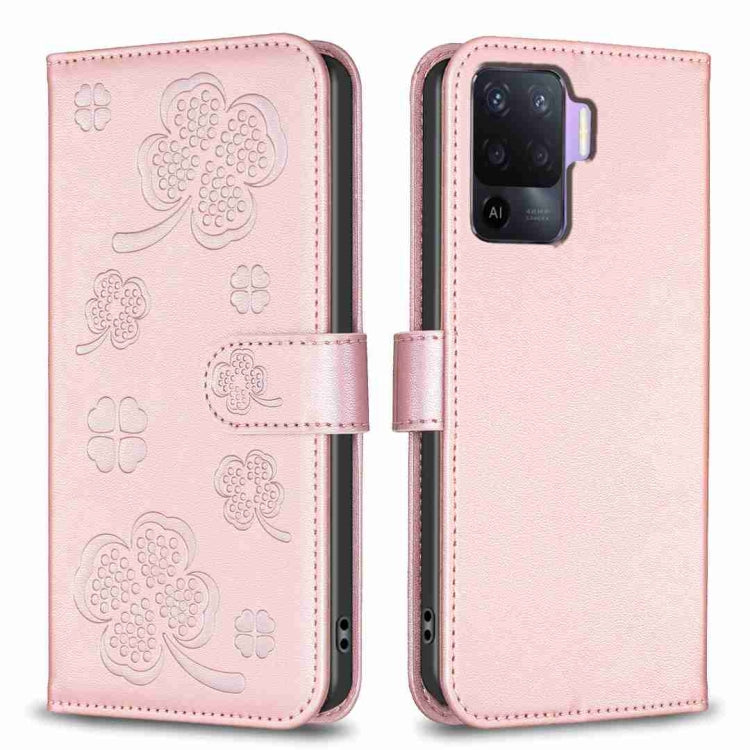 Four-leaf Embossed Leather Phone Case, For OPPO A17, For OPPO A57 4G, For OPPO A96 5G / Reno7 Z, For OPPO A76 5G / A36 4G