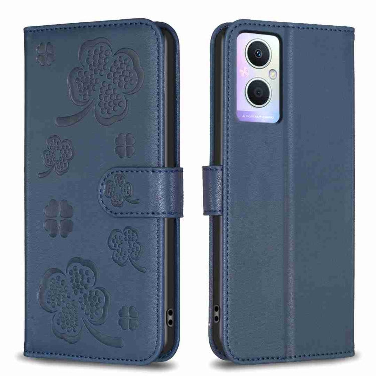 Four-leaf Embossed Leather Phone Case, For OPPO A17, For OPPO A57 4G, For OPPO A96 5G / Reno7 Z, For OPPO A76 5G / A36 4G
