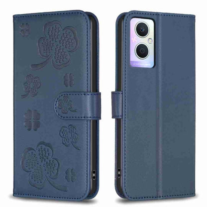 Four-leaf Embossed Leather Phone Case, For OPPO A17, For OPPO A57 4G, For OPPO A96 5G / Reno7 Z, For OPPO A76 5G / A36 4G