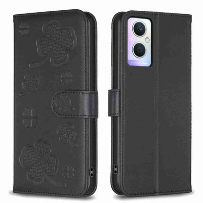 Four-leaf Embossed Leather Phone Case, For OPPO A17, For OPPO A57 4G, For OPPO A96 5G / Reno7 Z, For OPPO A76 5G / A36 4G