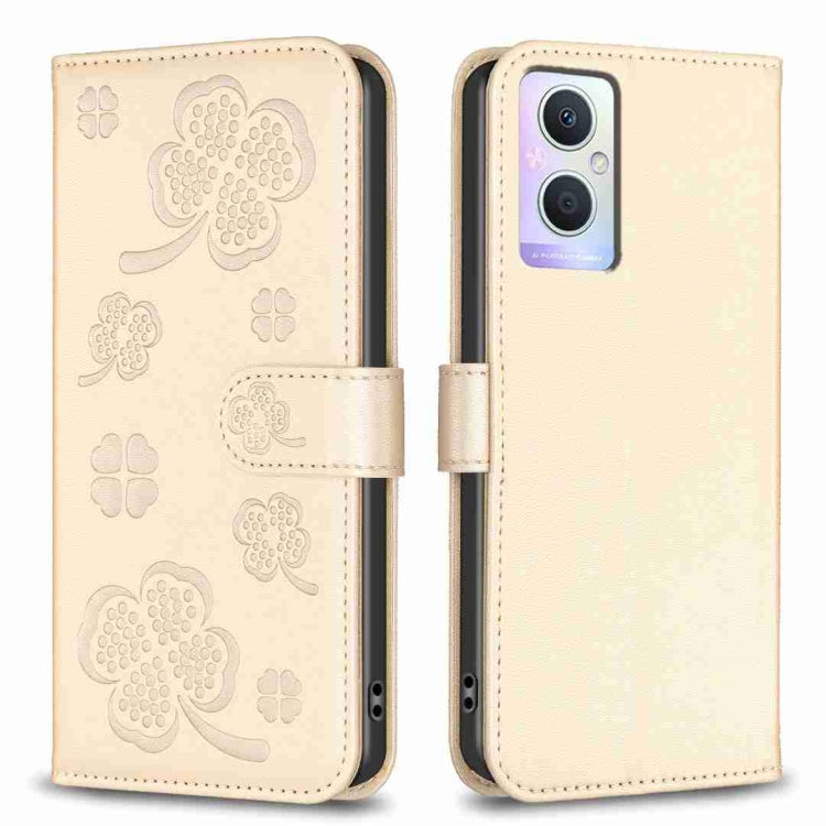 Four-leaf Embossed Leather Phone Case, For OPPO A17, For OPPO A57 4G, For OPPO A96 5G / Reno7 Z, For OPPO A76 5G / A36 4G
