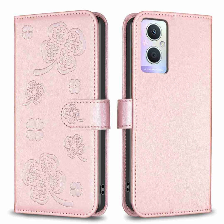 Four-leaf Embossed Leather Phone Case, For OPPO A17, For OPPO A57 4G, For OPPO A96 5G / Reno7 Z, For OPPO A76 5G / A36 4G