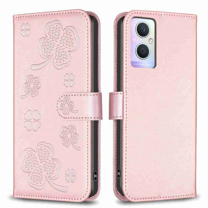 Four-leaf Embossed Leather Phone Case, For OPPO A17, For OPPO A57 4G, For OPPO A96 5G / Reno7 Z, For OPPO A76 5G / A36 4G