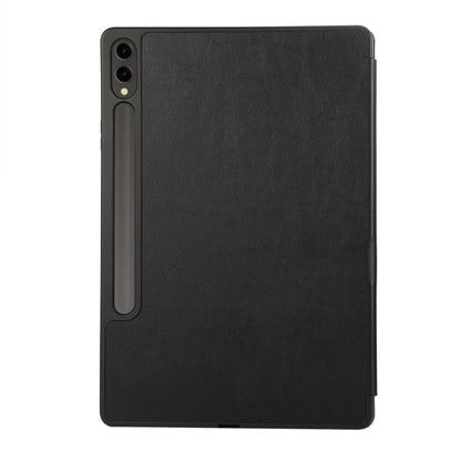 3-Fold Pure Color TPU Leather Tablet Case with Pen Slot, For Samsung Galaxy Tab S9 FE+, For Samsung Galaxy Tab A9+