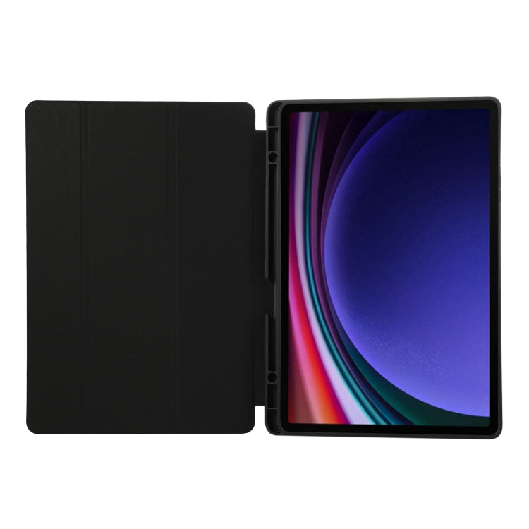 3-Fold Pure Color TPU Leather Tablet Case with Pen Slot, For Samsung Galaxy Tab S9 FE+, For Samsung Galaxy Tab A9+
