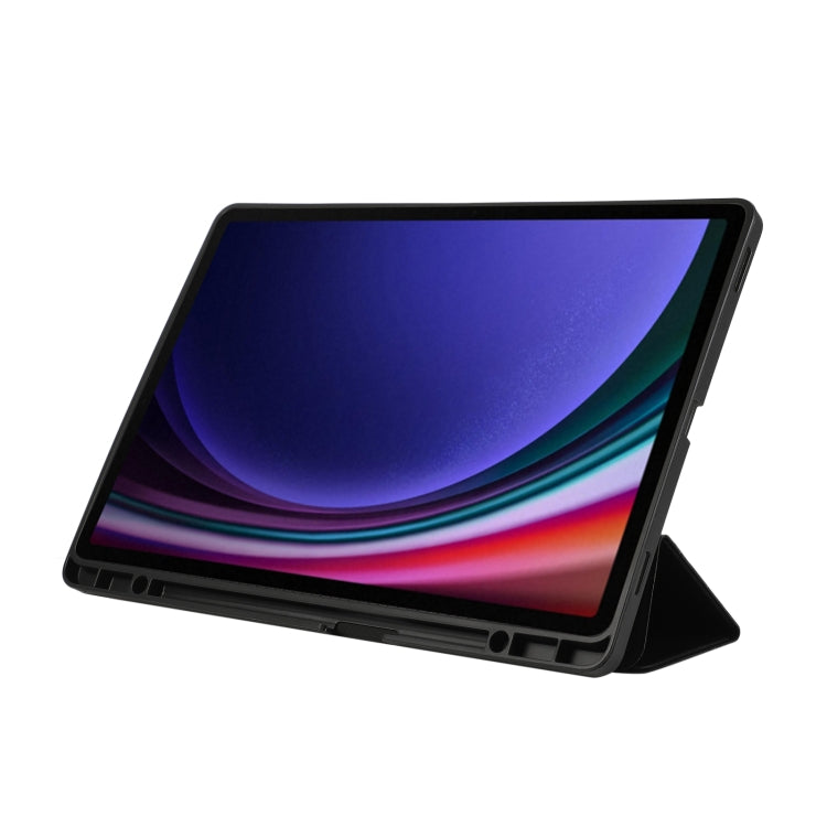 3-Fold Pure Color TPU Leather Tablet Case with Pen Slot, For Samsung Galaxy Tab S9 FE+, For Samsung Galaxy Tab A9+