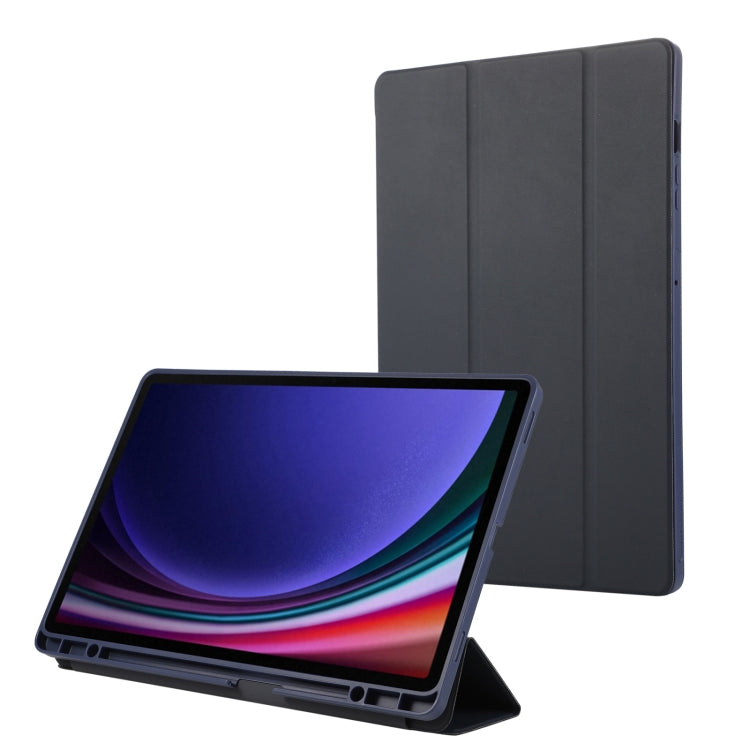 3-Fold Pure Color TPU Leather Tablet Case with Pen Slot, For Samsung Galaxy Tab S9 FE+, For Samsung Galaxy Tab A9+