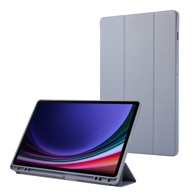 3-Fold Pure Color TPU Leather Tablet Case with Pen Slot, For Samsung Galaxy Tab S9 FE+, For Samsung Galaxy Tab A9+
