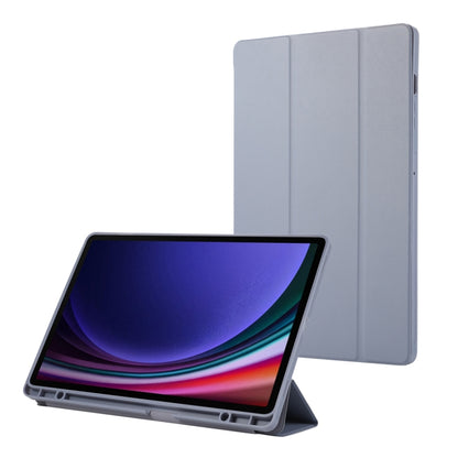 3-Fold Pure Color TPU Leather Tablet Case with Pen Slot, For Samsung Galaxy Tab S9 FE+, For Samsung Galaxy Tab A9+