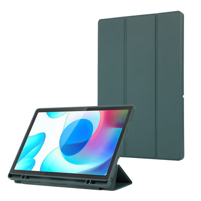 3-Fold Pure Color TPU Leather Tablet Case with Pen Slot, For Samsung Galaxy Tab S9 FE+, For Samsung Galaxy Tab A9+