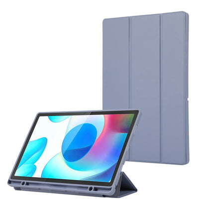 3-Fold Pure Color TPU Leather Tablet Case with Pen Slot, For Samsung Galaxy Tab S9 FE+, For Samsung Galaxy Tab A9+