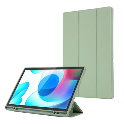 3-Fold Pure Color TPU Leather Tablet Case with Pen Slot, For Samsung Galaxy Tab S9 FE+, For Samsung Galaxy Tab A9+