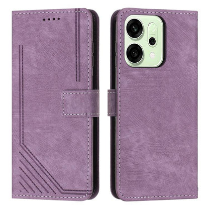 Skin Feel Stripe Pattern Leather Phone Case with Lanyard, For OPPO Reno15 Pro 5G Global, For OPPO Reno15 5G Global, For OPPO F31 5G / A6 Pro Global 5G, For OPPO Reno14 Global / Reno14 F 5G