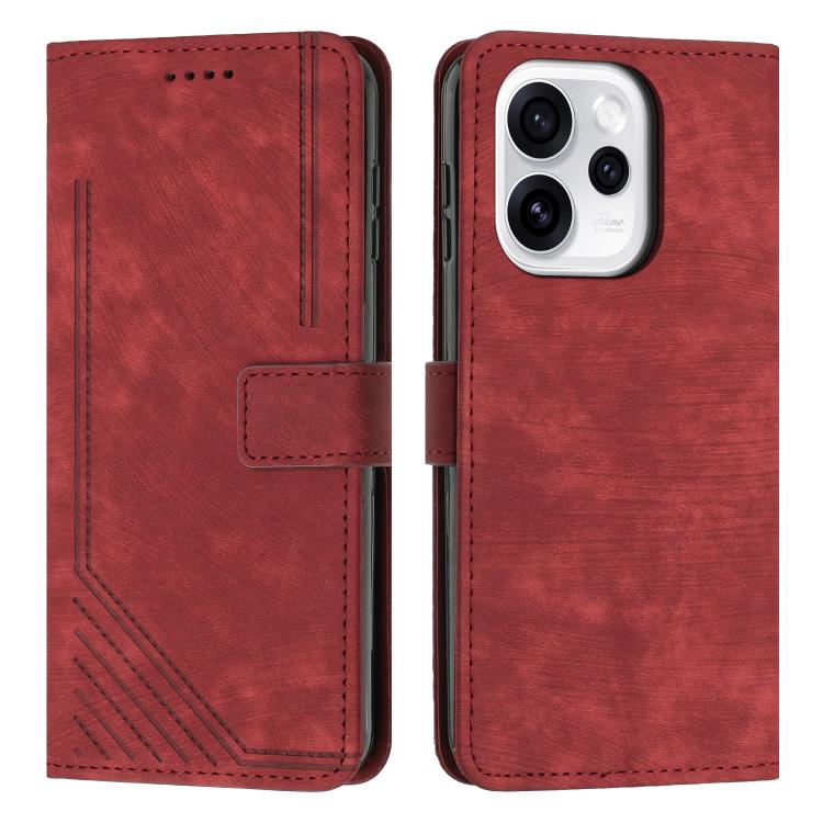 Skin Feel Stripe Pattern Leather Phone Case with Lanyard, For OPPO Reno16 F / Reno16 FS 5G, For OPPO Reno16 / Reno16 Pro 5G Global, For OPPO Reno15 F 5G Global, For OPPO Reno15 Pro Max 5G Global