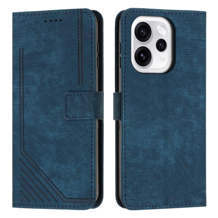 Skin Feel Stripe Pattern Leather Phone Case with Lanyard, For OPPO Reno16 F / Reno16 FS 5G, For OPPO Reno16 / Reno16 Pro 5G Global, For OPPO Reno15 F 5G Global, For OPPO Reno15 Pro Max 5G Global