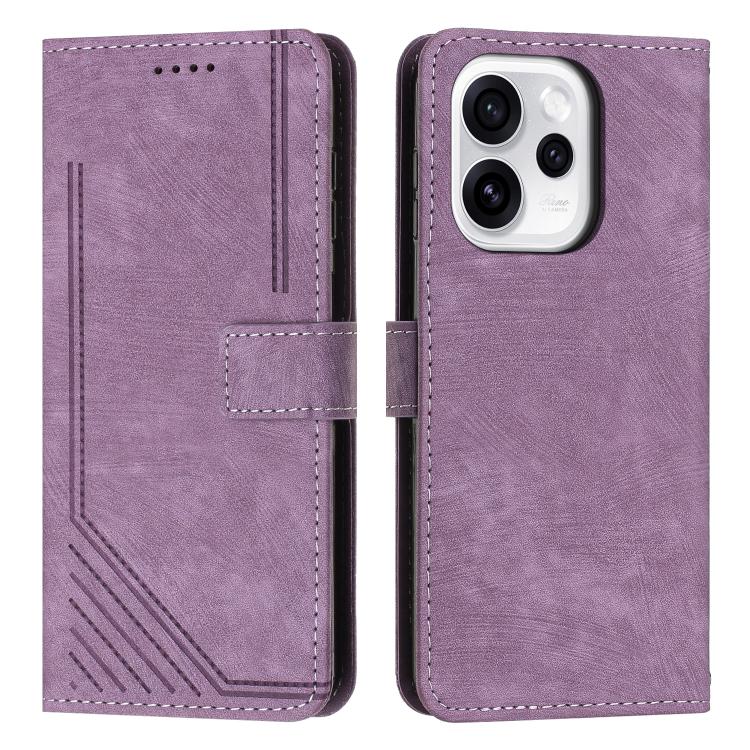 Skin Feel Stripe Pattern Leather Phone Case with Lanyard, For OPPO Reno16 F / Reno16 FS 5G, For OPPO Reno16 / Reno16 Pro 5G Global, For OPPO Reno15 F 5G Global, For OPPO Reno15 Pro Max 5G Global