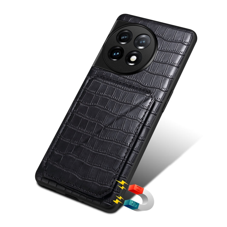 Denior Imitation Crocodile Leather Back Phone Case with Holder, For OPPO K11 / OnePlus Nord CE3 5G, For OPPO K11x 5G / OnePlus Nord CE3 Lite, For OnePlus Ace 2 Pro 5G, For OnePlus Ace 2V / Nord 3 5G