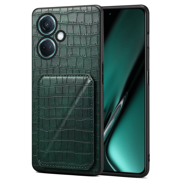 Denior Imitation Crocodile Leather Back Phone Case with Holder, For OPPO K11 / OnePlus Nord CE3 5G, For OPPO K11x 5G / OnePlus Nord CE3 Lite, For OnePlus Ace 2 Pro 5G, For OnePlus Ace 2V / Nord 3 5G