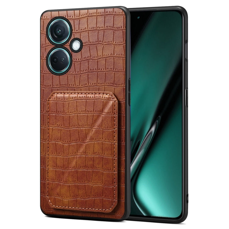 Denior Imitation Crocodile Leather Back Phone Case with Holder, For OPPO K11 / OnePlus Nord CE3 5G, For OPPO K11x 5G / OnePlus Nord CE3 Lite, For OnePlus Ace 2 Pro 5G, For OnePlus Ace 2V / Nord 3 5G
