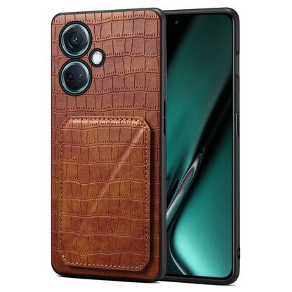 Denior Imitation Crocodile Leather Back Phone Case with Holder, For OPPO K11 / OnePlus Nord CE3 5G, For OPPO K11x 5G / OnePlus Nord CE3 Lite, For OnePlus Ace 2 Pro 5G, For OnePlus Ace 2V / Nord 3 5G