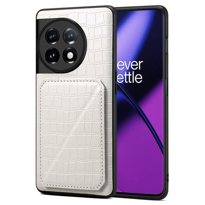 Denior Imitation Crocodile Leather Back Phone Case with Holder, For OnePlus Ace 2 / 11R 5G, For OnePlus 11 5G