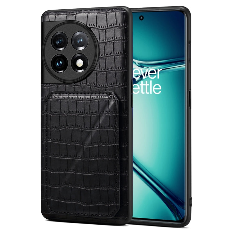 Denior Imitation Crocodile Leather Back Phone Case with Holder, For OPPO K11 / OnePlus Nord CE3 5G, For OPPO K11x 5G / OnePlus Nord CE3 Lite, For OnePlus Ace 2 Pro 5G, For OnePlus Ace 2V / Nord 3 5G