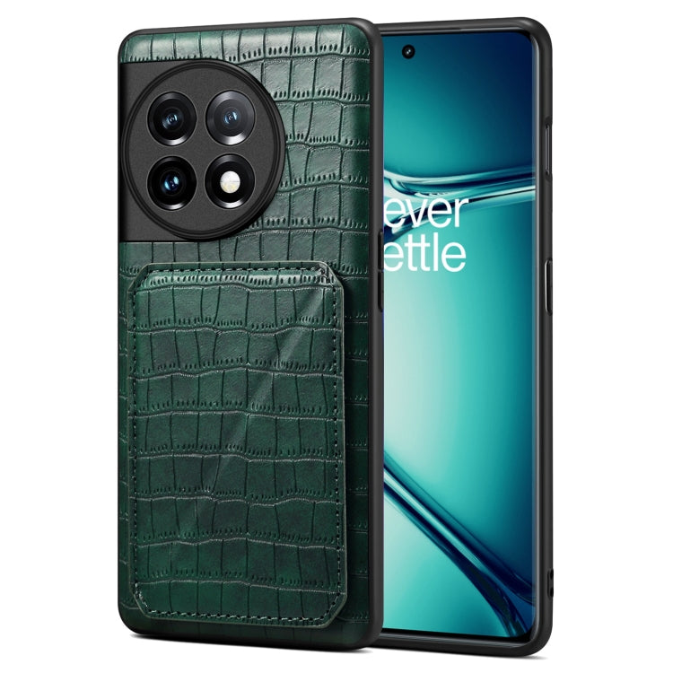 Denior Imitation Crocodile Leather Back Phone Case with Holder, For OPPO K11 / OnePlus Nord CE3 5G, For OPPO K11x 5G / OnePlus Nord CE3 Lite, For OnePlus Ace 2 Pro 5G, For OnePlus Ace 2V / Nord 3 5G