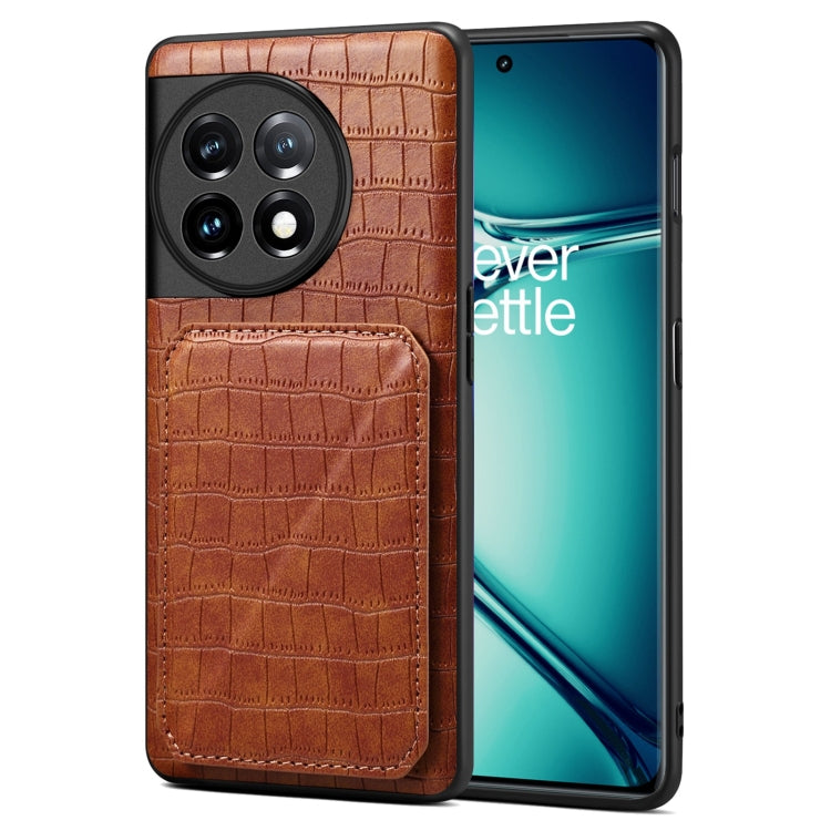 Denior Imitation Crocodile Leather Back Phone Case with Holder, For OPPO K11 / OnePlus Nord CE3 5G, For OPPO K11x 5G / OnePlus Nord CE3 Lite, For OnePlus Ace 2 Pro 5G, For OnePlus Ace 2V / Nord 3 5G