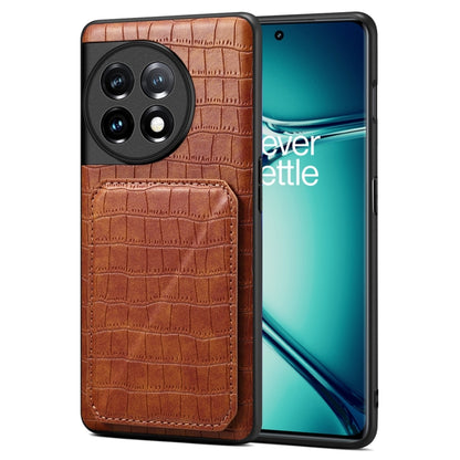 Denior Imitation Crocodile Leather Back Phone Case with Holder, For OPPO K11 / OnePlus Nord CE3 5G, For OPPO K11x 5G / OnePlus Nord CE3 Lite, For OnePlus Ace 2 Pro 5G, For OnePlus Ace 2V / Nord 3 5G
