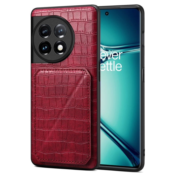 Denior Imitation Crocodile Leather Back Phone Case with Holder, For OPPO K11 / OnePlus Nord CE3 5G, For OPPO K11x 5G / OnePlus Nord CE3 Lite, For OnePlus Ace 2 Pro 5G, For OnePlus Ace 2V / Nord 3 5G