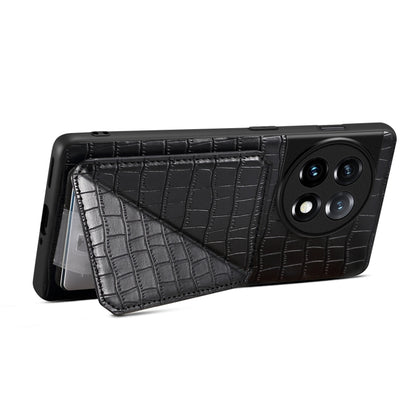 Denior Imitation Crocodile Leather Back Phone Case with Holder, For OnePlus Ace 2 / 11R 5G, For OnePlus 11 5G