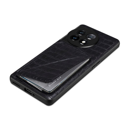Denior Imitation Crocodile Leather Back Phone Case with Holder, For OnePlus Ace 2 / 11R 5G, For OnePlus 11 5G